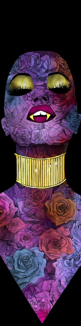 Free vampire bookmark featuring a purple-themed vampire torso